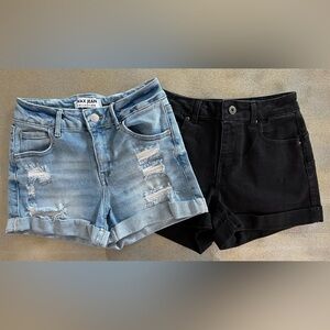 Wax Jean Blue and Black Jean Shorts Distressed and Sleek (873)